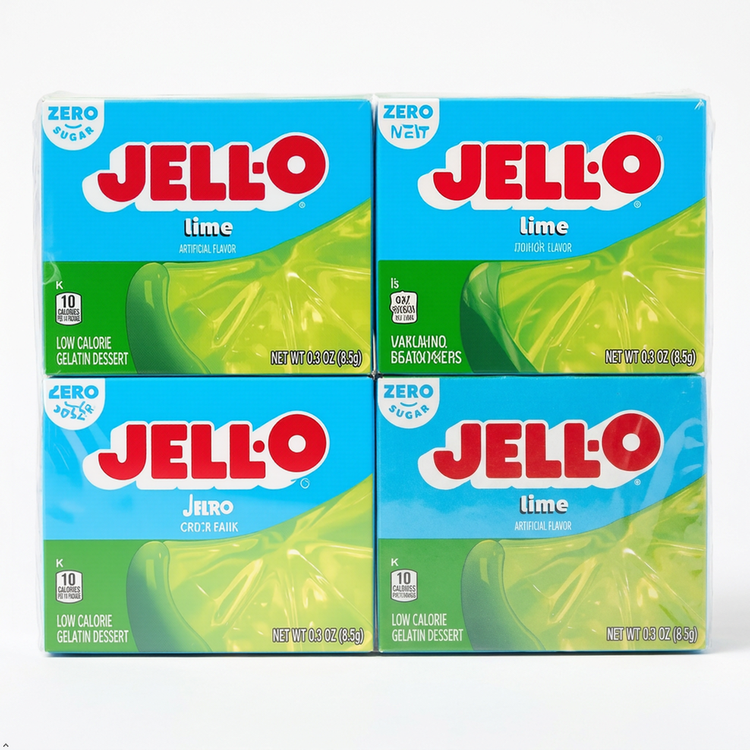 Jell-O Lime Artificially Flavored Zero Sugar Low Calorie Gelatin (Pack of 4) Jell-O